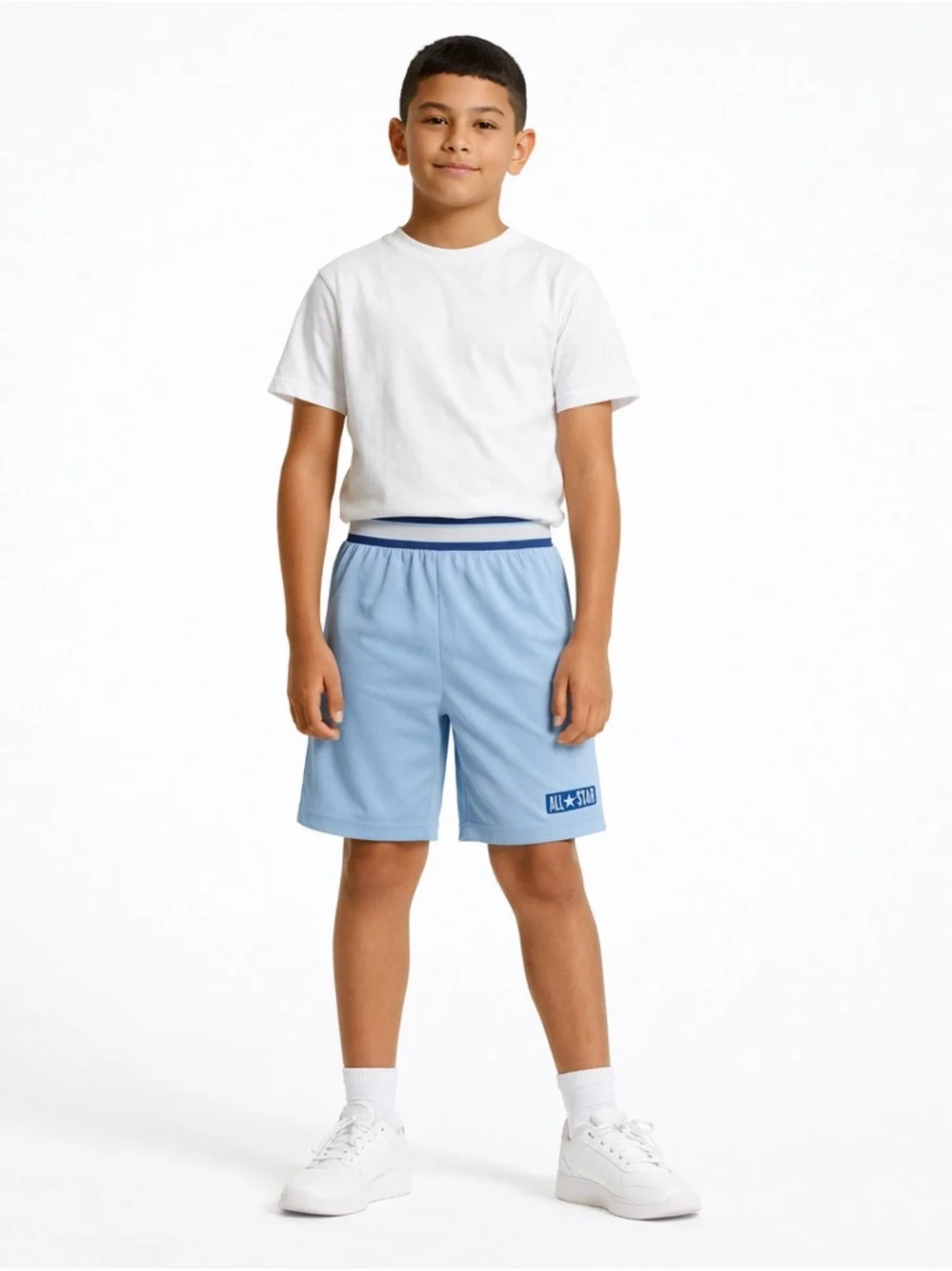 Converse Boys Basketball Shorts M 10-12 Blue Mesh‎ Athletic NWT